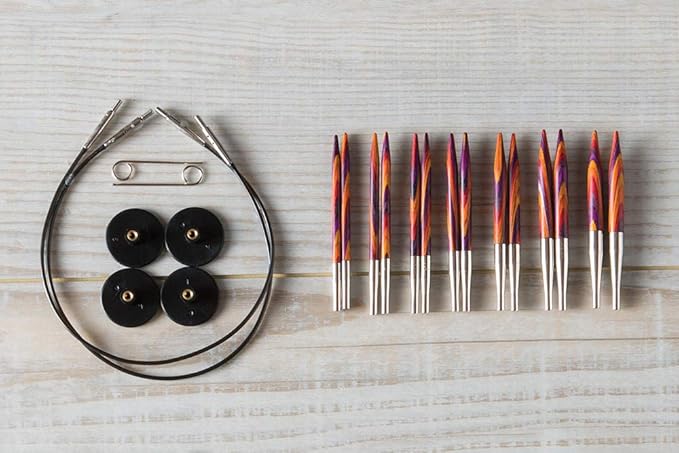 Knit Picks Options 2-3/4" Short Tip Interchangeable Wood Knitting Needle Set (Radiant)