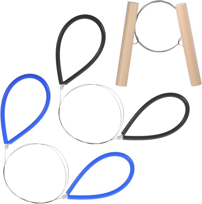 3Pcs Wire Clay Cutter with 1 Wood & 2 Rubber Handle, Easy and Effortless Pottery Cut Off Tools for Clay Artists, Cheese Slicer, Ceramic Tools