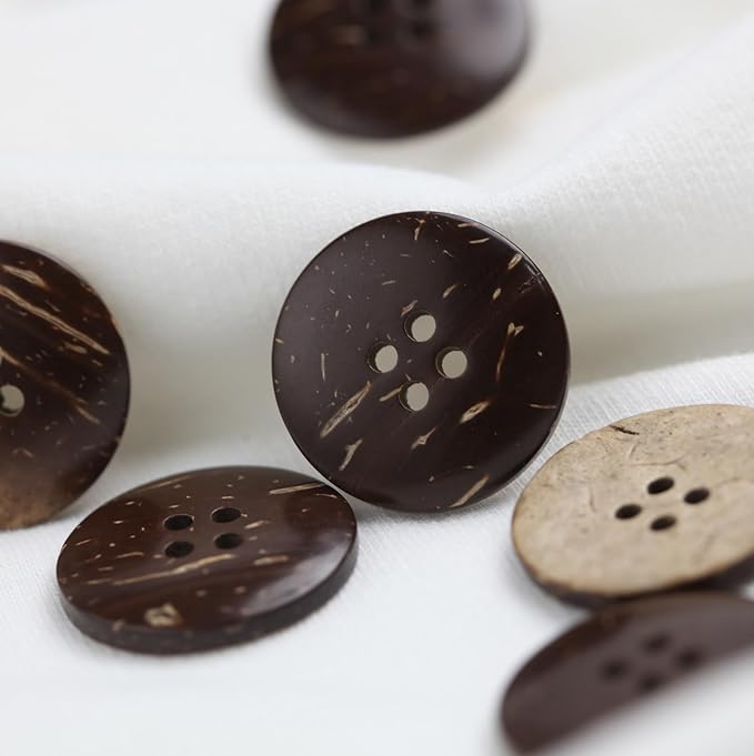 15mm Brown Natural Coconut Shell Buttons 3/5 inch 4 Holes Button Coconut Shell Buttons for Crafts Sewing Wooden Buttons for DIY Crafts 100PCS