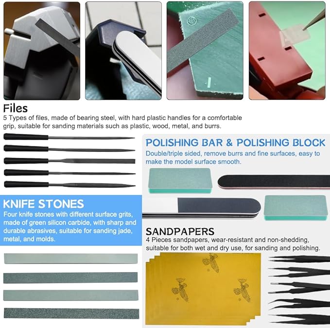 Bigstone 85 PCS Model Tools Kit Hobby Building Tool Craft Set Modeler Basic DIY Tools for Cars, Airplanes, Buildings, Robots Gundam Plastic Models Building Repairing and Fixing