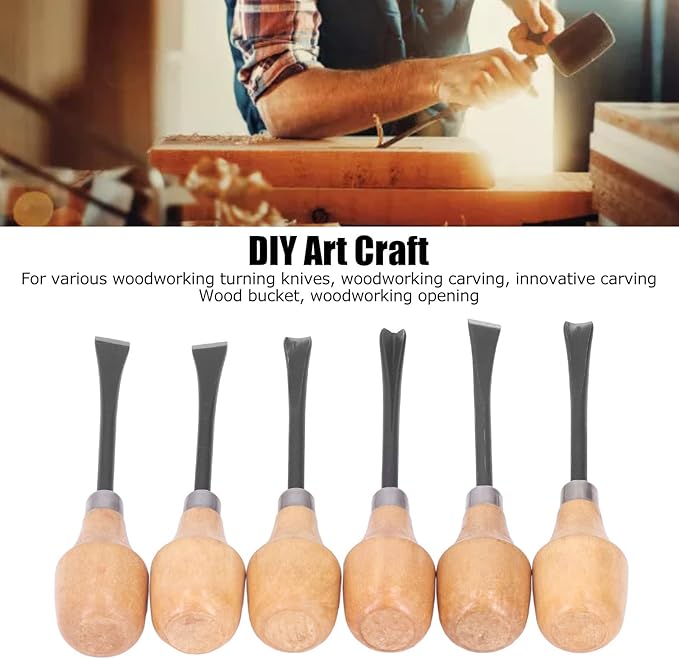 Culnflun Wood Carving Chisel Set Kit, Sculpture Hand Tools, DIY Hemispherical Handle, Craft Accessories for Art