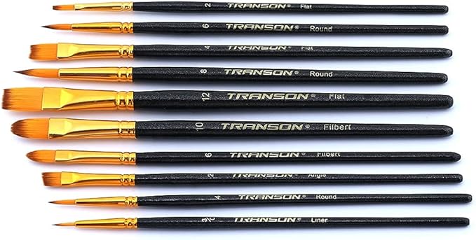 Transon 20pcs Art Painting Brush Set for Acrylic Watercolor Gouache Hobby Craft Face Painting