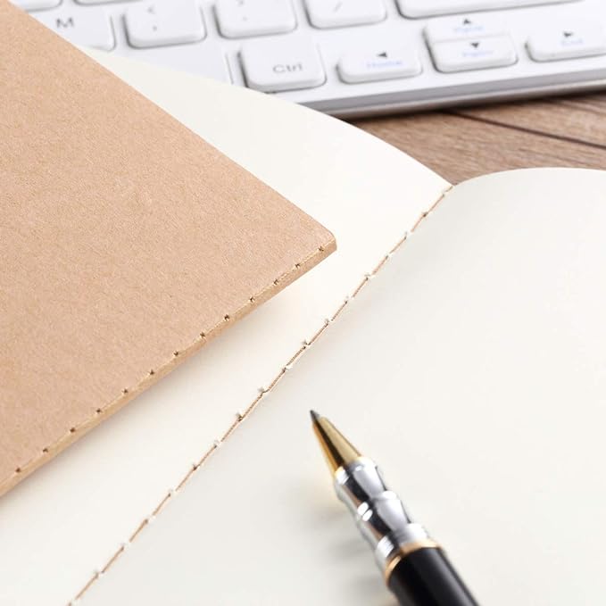 Large Blank Notebook Journals Bulk with Thick Plain Paper, 60 Pages, 8.5x11 inch, Sketchbook Composition Diary Subject Notebooks Planner for Students Office, Kraft Journal Set, 12 Pack