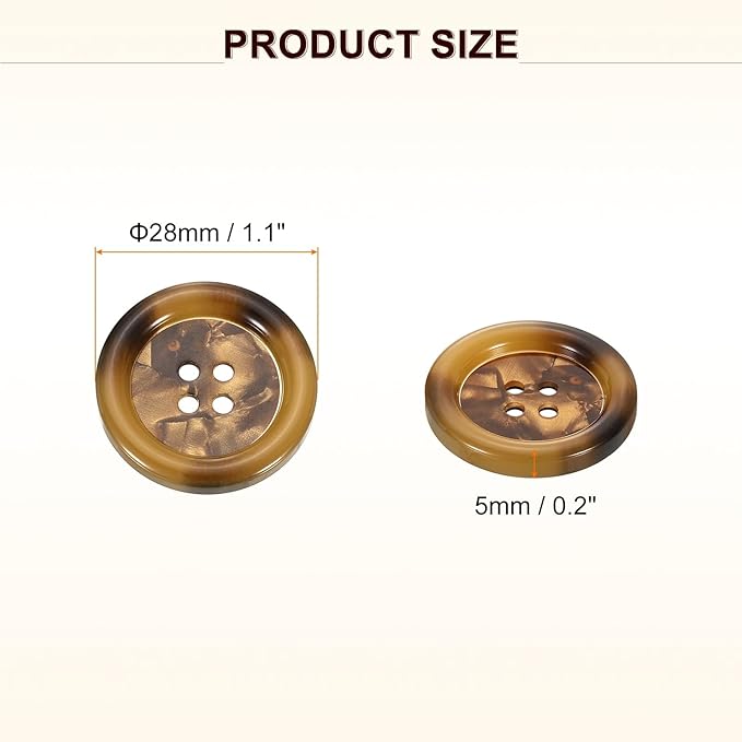 HARFINGTON 24pcs Sewing Button 28mm (1-1/8") 4 Holes Resin Round Buttons Craft Sewing Accessories for Clothing DIY Crafts Decoration, Amber