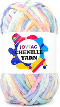 Velvet Chenille Yarn for Crocheting Rainbow Velvet Fluffy Plush Thick Bulky Chunky Chenille Velvet Soft Baby Blanket Yarn for Crocheting Hand Knitting 100g-Macaron