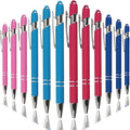 Ballpoint Pen with Stylus Tip, Soft Touch Click Metal Pen, 1.0mm Medium Point, Black Ink, 12 Count(4 Colors)