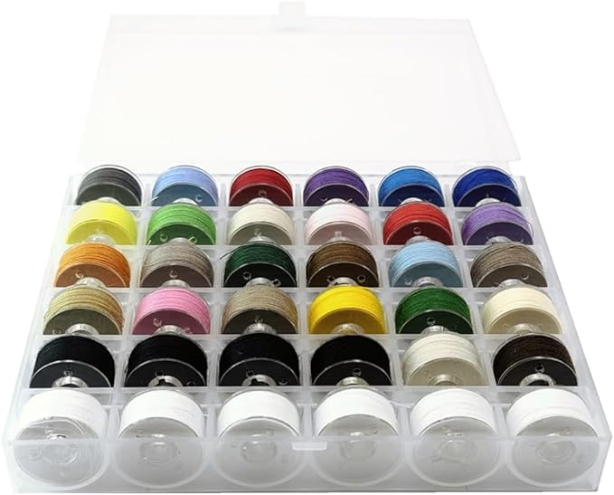 36pcs Colors 60S/2(90WT) Prewound Bobbin Thread, Plastic Size A SA156 Embroidery Bobbins, Cottonized Soft Feel Sewing Machine Bobbin for Brother Singer Janome Babylock Quilting Embroidery