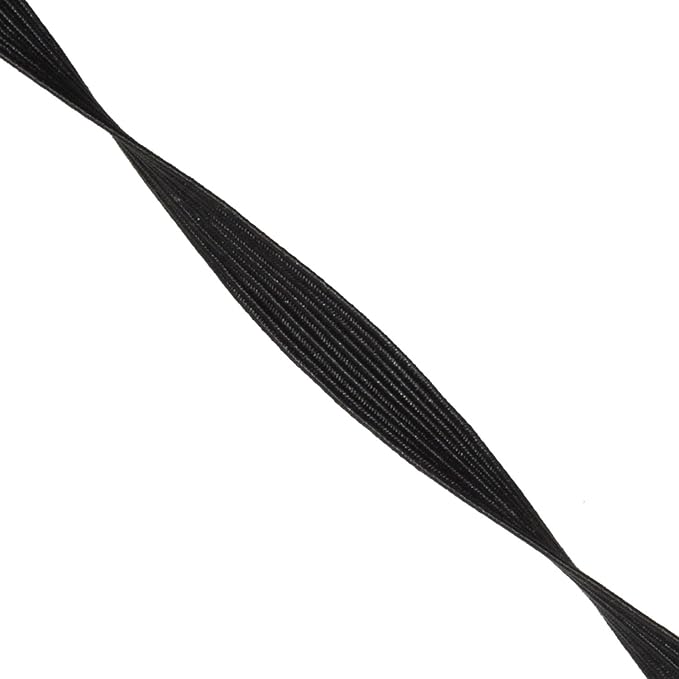 Mandala Crafts 10mm 50 Yds Roll of Black Elastic Bands for Sewing - 3/8 Flat Elastics Cord - 3 8 Inch Braided Stretch Straps for Crafting
