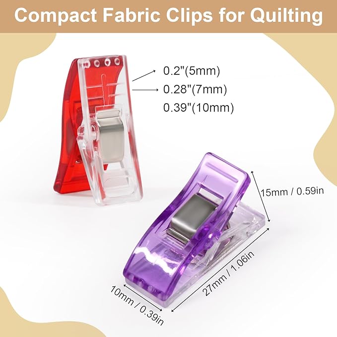 Coideal Small Sewing Fabric Clips, 48 Pcs Mini Multipurpose Quilt Clips for Quilting Crafts, Assorted Bright Colors with Plastic Box (Multicolored)