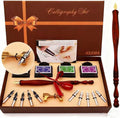 Calligraphy Pen Set – Includes Wooden Dip Pen, Antique Brass Holder, 11 Nibs, 4 Colors Ink Bottles and Beginner's Manual-for Beginners and Calligraphy Lovers