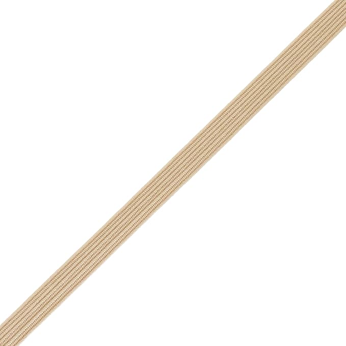 Mandala Crafts 6mm 50 Yds Roll of Tan Elastic Bands for Sewing - 1/4 Flat Elastics Cord - 1 4 Inch Braided Stretch Straps for Crafting