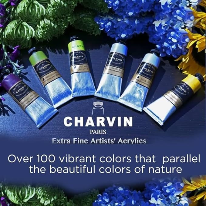 Charvin Extra Fine Professional Acrylic Paint - Diamond Orange, 60ml Tube, Triple-Milled, Lightfast Pigments, Open Stock Artist Acrylic Paints in Nature-Inspired Hues