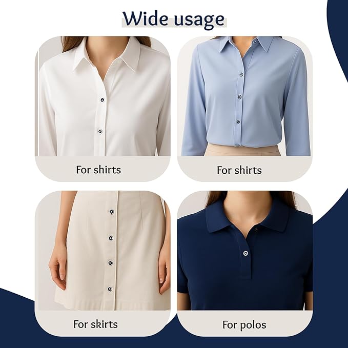 100 Pcs White and Navy Buttons for Sewing 0.5 inch 4-Hole Round Buttons for Uniform 16L Navy Plastic Glossy 10mm Ideal for Workwear School Chef Aprons Pants Jacket Bags Accessories Craft DIY