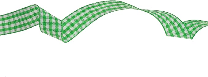 Gingham Ribbon 50 Yard Each Roll 100% Polyester Woven Edge (5/8" x 50 Yards, Green)