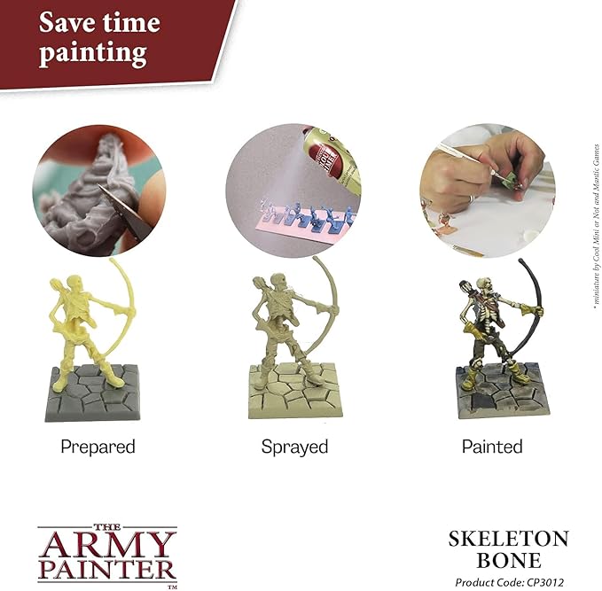 The Army Painter Colour Primer Skeleton Bone, 400 mL Acrylic Spray Primer, Spray Paint Basecoat for Miniature Priming, Tabletop Roleplaying, Boardgames, and Wargames Miniature Modelling