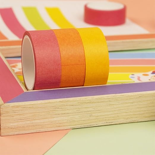 10 Rolls Washi Tape Set, Rainbow Washi Tape Colorful Masking Tape 15mm Wide, Decorative Tape for Bullet Journal, Book, Planner, Scrapbooking, DIY Arts Crafts