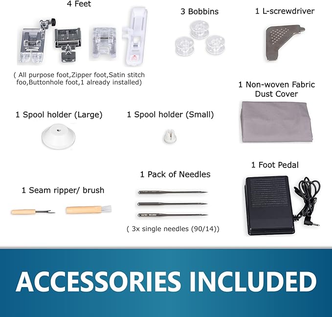 MILLEPUNTI MHP30 Electronic Sewing Machine, LCD Display, 40 Built-in Stitches, Automatic Needle Threader, Accessory Kit, Computerized Sewing Machine for Beginners & Advanced