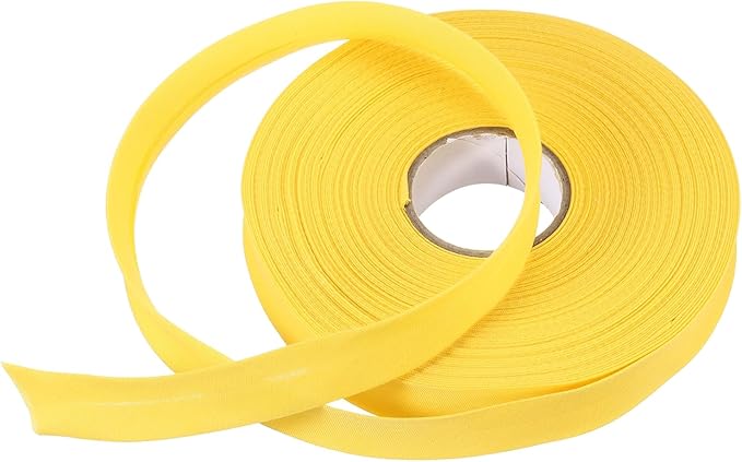 MECCANIXITY 3/4 Inch Single Fold Bias Tape Polyester Continuous Bulk Bias Tape for Sewing, Seaming Quilting Hemming Binding Crafts (Yellow 25 Yards)