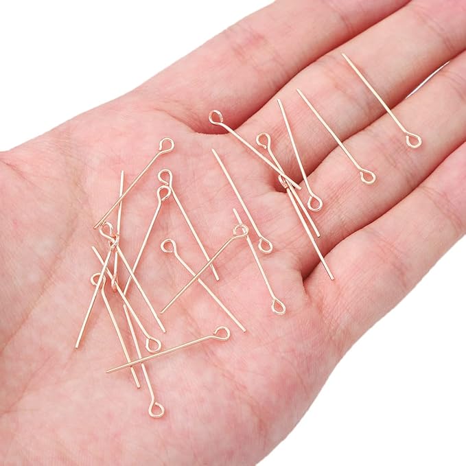Rose Gold Plated Open Eye Pins Non Tarnish 25mm 200pcs for Jewelry Making Findings