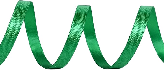 YAMA Green Double Faced Satin Ribbon 3/8 Inch 25 Yards Thin Green Ribbon for Gift Wrapping Crafts Hair Bows Wedding Party Decoration