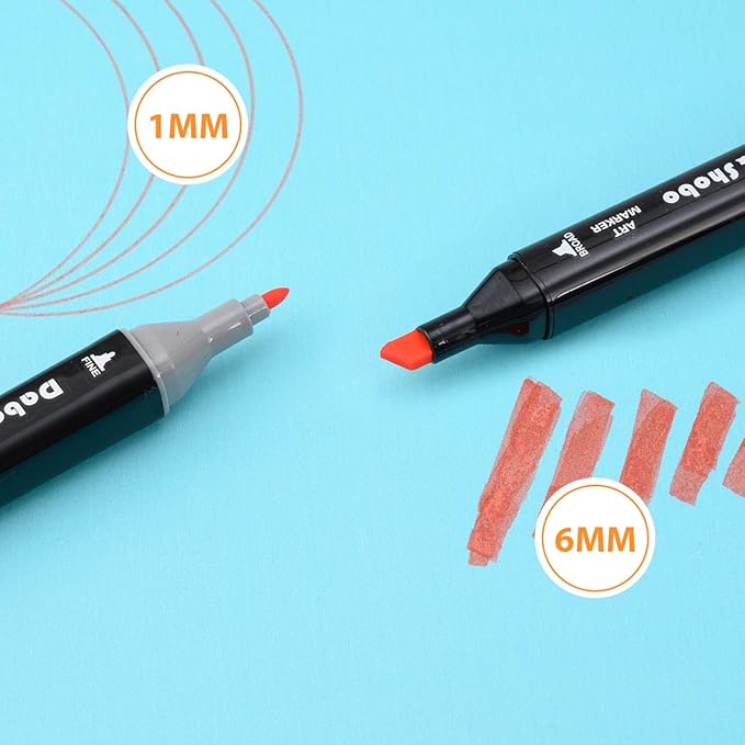Dabo&Shobo 80 Color Alcohol Marker Pens, Bright Permanent Markers For Coloring, Markers For Adults Coloring Book, Wide Chisel and Fine Tip, Dual Tip Design, Equipped with Black Suitcase