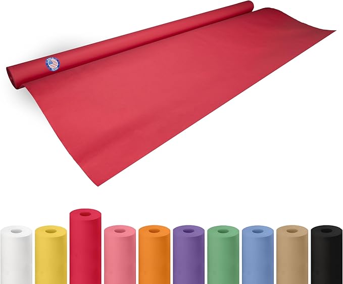 48" x 1200" (100 feet) Red Kraft Paper Roll - USA-Made Quality Craft Paper for Gift Wrapping, Kids' Arts & Crafts, School Projects - Natural Material 50lb Thickness by IDL Packaging