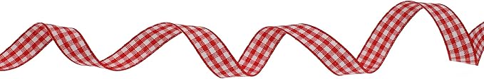 Gingham Ribbon 50 Yard Each Roll 100% Polyester Woven Edge (3/8" x 50 Yards, Red)