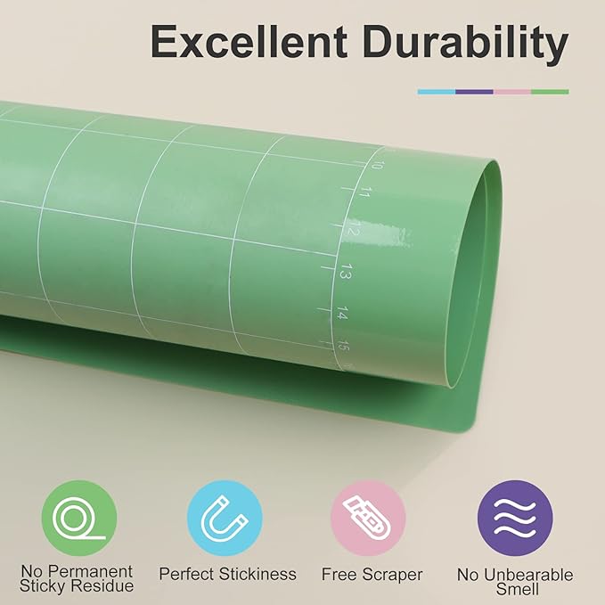 HTVRONT Cutting Mat, 5 Pack Cutting Mat 12x12(Standard, Light, Strong, FabricGrip) Compatible with Cricut Maker 3/Maker 4/Maker/Explore 3/4/Air 2/One, Variety Adhesive Sticky Cutting Mats Accessories