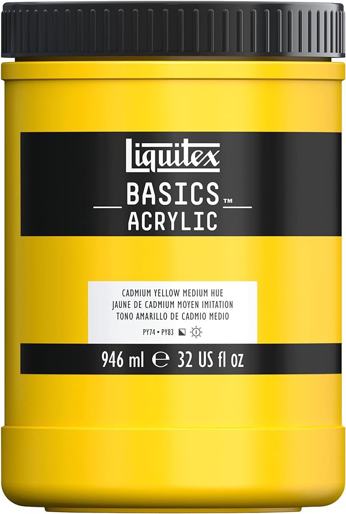 Liquitex BASICS Acrylic Paint, 946ml (32-oz) Jar, Cadmium Yellow Medium Hue