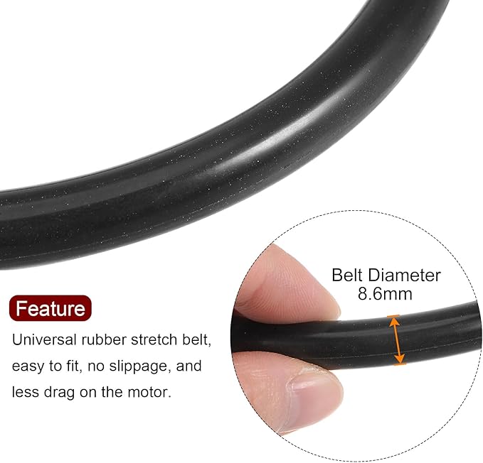 HARFINGTON 2 Pcs Universal Sewing Machine Motor Stretch Belt 440mm 17.3" Perimeter, 8.6mm Belt Thick for Sewing Machine Motor Seal Repair