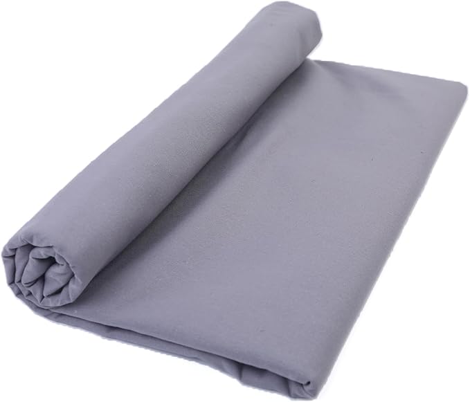 Grey Cotton Fabric for Sewing 59 Inch Wide Natural 100% Cotton Poplin Fabric by The Yard Soft Embroidery Cotton Material Apparel Cloth (Grey, 1 Yard)