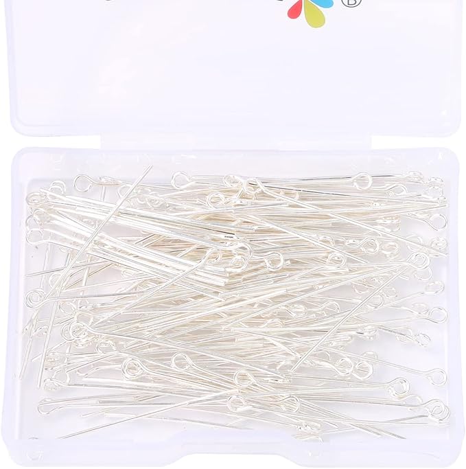 Silver Plated Open Eye Pins Non Tarnish 35mm 150pcs for Jewelry Making Findings