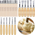 WAYCOM 24PCS Wood Knife Kit Set Wood Carving Kit,Professional Chisel Set, including Small, Middle, Large size (24PCS)