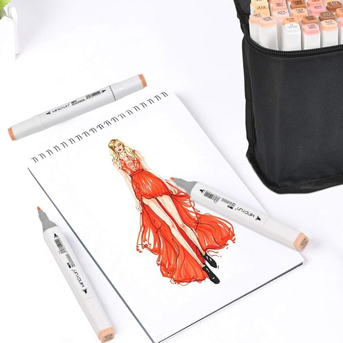 36 Colors Skin Color Markers Dual Tip Marker Pen Alcohol Based Marker with Carry Case, Permanent Sketch Manga Marker Pens for Portrait Illustration Drawing Coloring