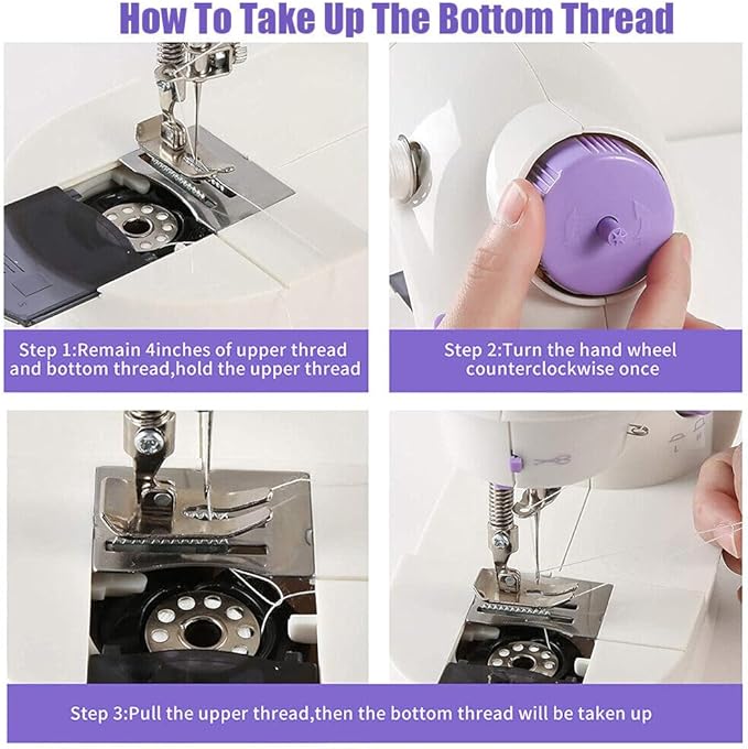 Portable Sewing Machine Beginners, Mini Sewing Machine with 2-Speed 2-Thread Stitches, Foot Pedal, Storage Drawer, LED Light, DIY Home Sewing Kit