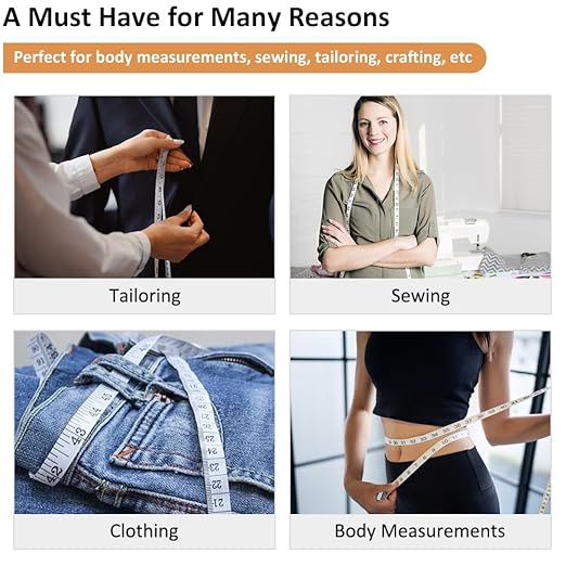 3-Pack Tape Measure Body Double Scale Soft Measuring Tape 60inch (150cm), Flexible Sewing Cloth Craft Fabric Ruler for Body Measurements & Weight Loss, Accurate & Easy to Read Large Clearly Numbers