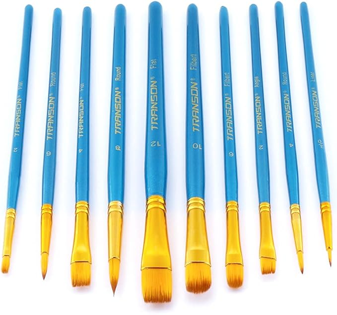 Transon 20pcs Bulk Artist Paint Brush Set for Acrylic Watercolor Gouache Hobby Craft Face Painting