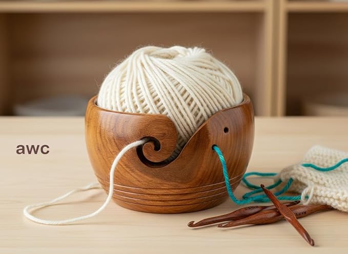 Personalized Wooden Yarn Bowl, Handmade Yarn Organizer Bowl, Rosewood Decorative Weaving Thread Storage bowls, Perfect for Mother's day Gifts