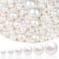 1470PCS Pearls for Crafting, Assorted Sizes Ivory No Hole Pearl Beads,Fake Pearls, Bulk for Floating Candles, Decoration, Vase Filler and Centerpieces
