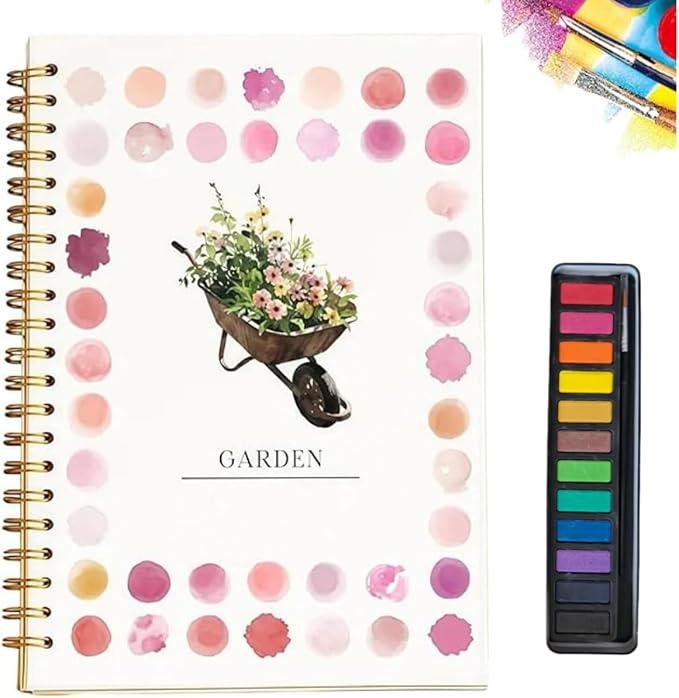 Water Color Workbook, Beginner-Friendly Watercolor Workbook, Watercolor Books, Nature Scenes Paint Set Art Crafts, with 12 Colors Paint Set with Paint Brush (B)