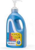 MEEDEN Cerulean Blue Acrylic Paint: 1 L /33.8 oz Satin Liquid Paint with Pump Lid - Soft Body Art Paints for Canvas, Studio, School, Wall & Poured Paintings