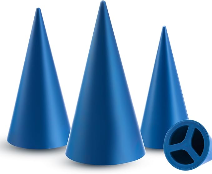 Gersoniel 3 Size Exclusive Cone Pottery Molds for DIY Christmas Tree, 9.45'' x 4.92'', 8.27'' x 4.13'', 7.28'' x 3.54'' Removable Handle & Non-Warping Plastic, Shaping Tool for Art Making