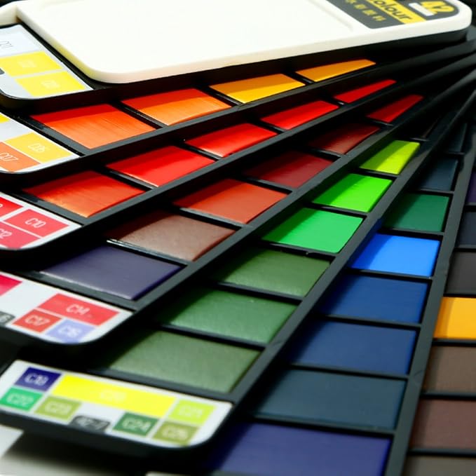 Watercolor Paint Set, 42 Assorted Colors Foldable Paint Set with Brushes, Travel Pocket Watercolor Kit, for Painters Students Artist Beginning Adults Field Sketch Outdoor Painting