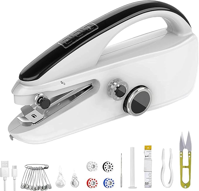 Portable Handheld Sewing Machine for Beginners, Mini Sewing Machine with Dual-Speed & Dual-Power Options, Ideal for Clothes, Fabrics, and DIY Projects