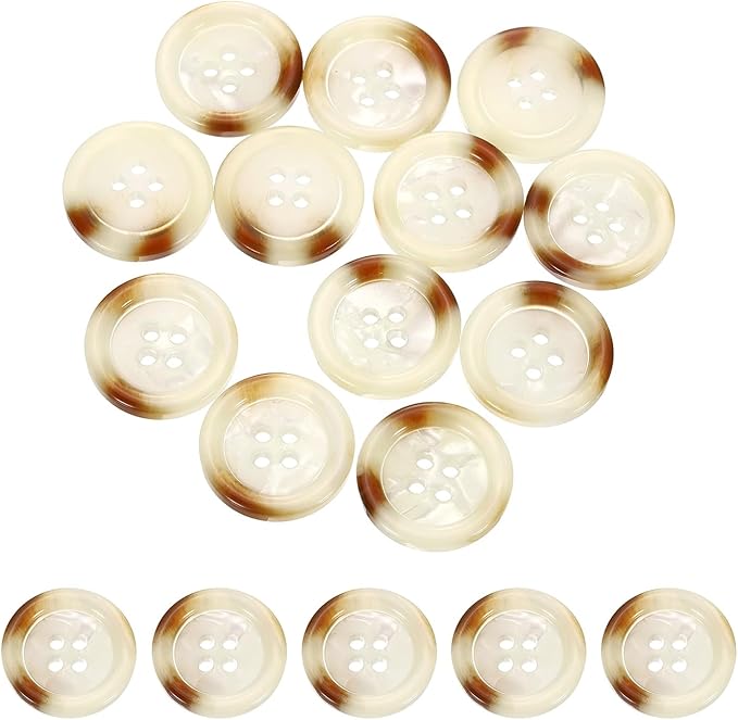 HARFINGTON 24pcs Sewing Button 20mm (3/4") 4 Holes Resin Round Buttons Craft Sewing Accessories for Clothing DIY Crafts Decoration, White