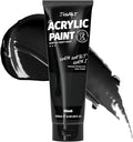 JusArt Acrylic Paint Black Tubes 250ml (8.45 oz), Non Toxic Craft Paint, No Fading Rich Pigment for Canvas Painting, Wood, Fabric, Clay, Stone, Ceramics Art Supplies for Artists, Adults