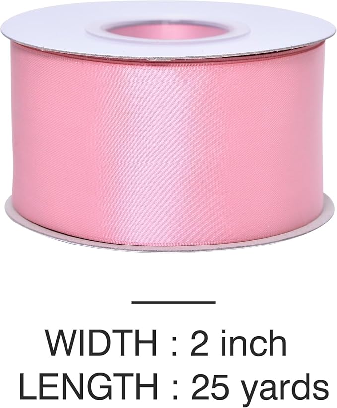 YAMA Rose Gold Double Faced Satin Ribbon, 2 Inch 25 Yards, Dusty Pink Ribbon Great for Crafts Bows Flower Bouquet Wedding Home Decor Gift Wrapping