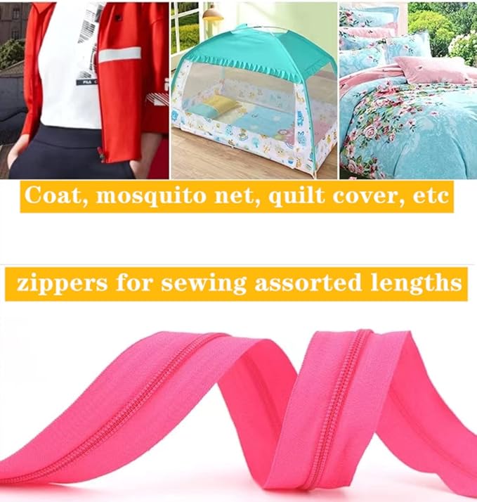 36 Yards 12Pieces #5 Zippers by The Yard for Sewing Assorted Lengths Nylon Coil Zippers with 96 Pcs Colorful and Silver Sliders for Mixed Supplies for Tailor Bag Clothing Pillow DIY Craft (12Colors