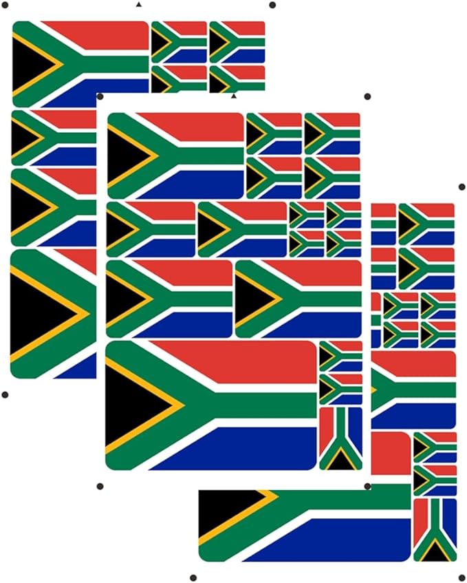 vmcoatdu South Africa Flag Laser Printing Sticker 3 Pcs Decal in Multiple Sizes Stickers (Green South Africa)