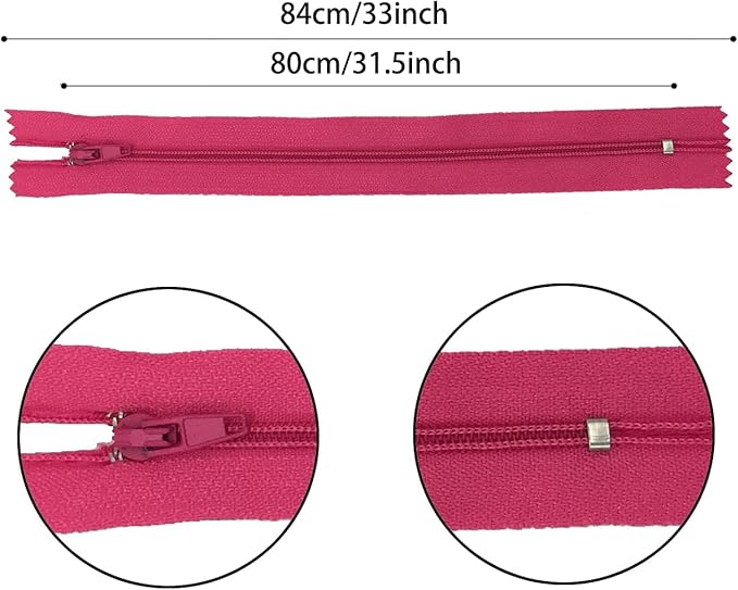 Zipper, DOITEM 24 pcs 32 inch Zippers for Sewing 80cm/32 Inch Multicolor Nylon Coil Zippers for Sewing and Crafts 24 Colors